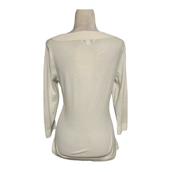 banana republic womens solid white long sleeve sweater top small - Picture 2 of 4